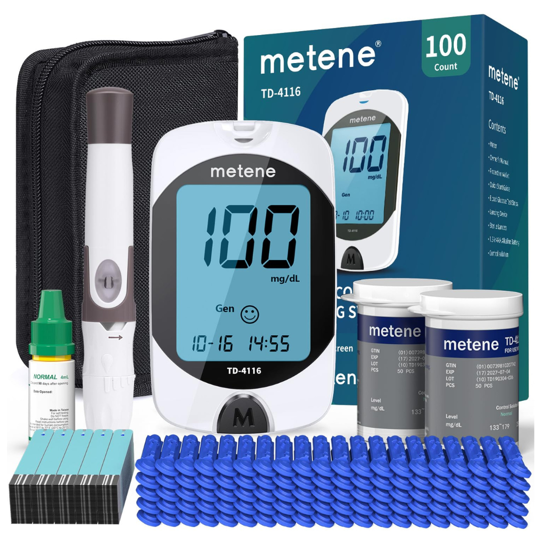 Metene TD-4116 Blood Glucose Monitor Kit with 100 Strips