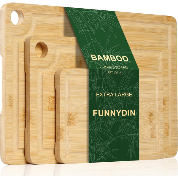 Set of 3 Durable Reversible Wooden Cutting Board