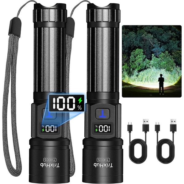 2-Pack Rechargeable Super Bright High Lumens Flash Light