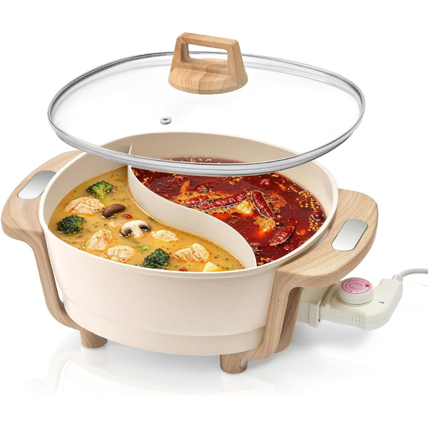 FGJ 1500W Fast Heating Electric 6L Hot Pot w/ Divider