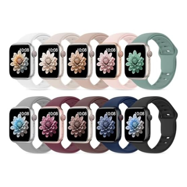 10-Pack Silicone Bands Compatible With Apple Watch