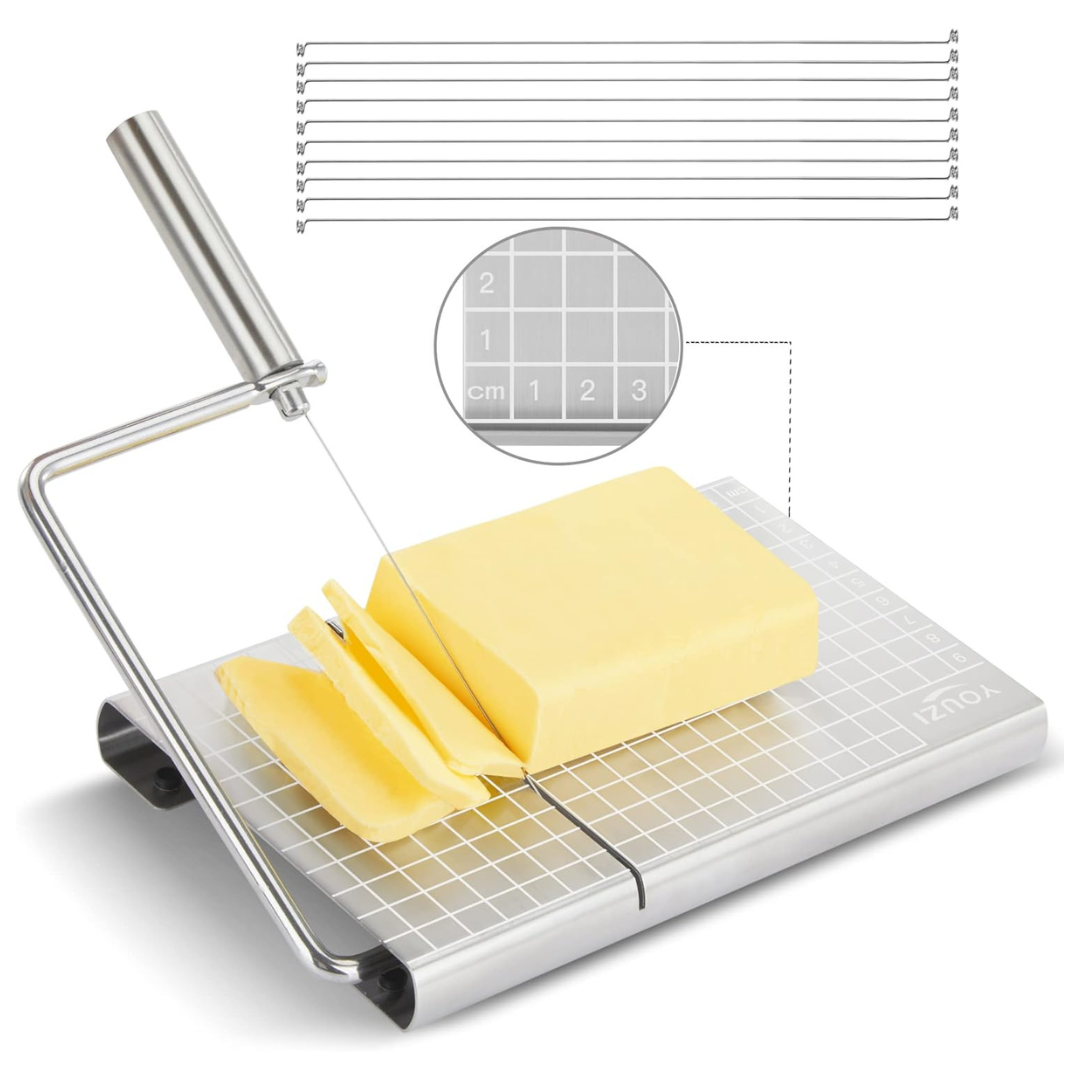 Stainless Steel Cheese Slicer & Cheese Cutter With 10 Replacement Wires