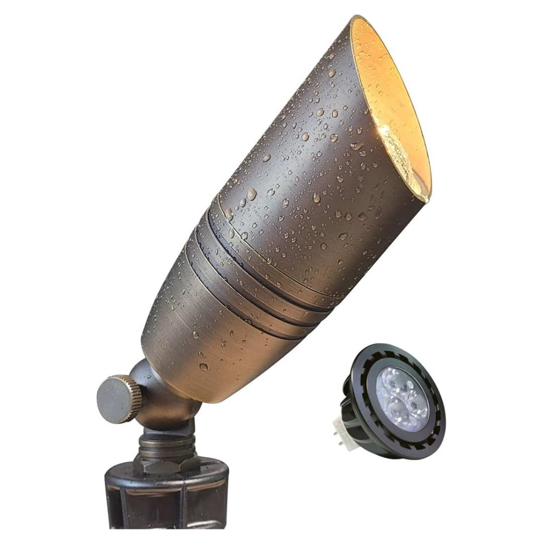 Malory 12V Brass Landscape Spotlights With MR16 Bulb
