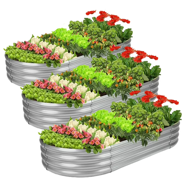 3-Piece 4ft Galvanized Raised Garden Bed Kit