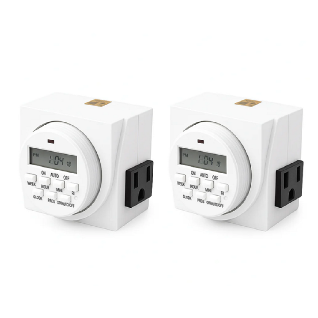 2-Pack UltraGrow 120V 7-Day Digital Timer, Dual Outlet