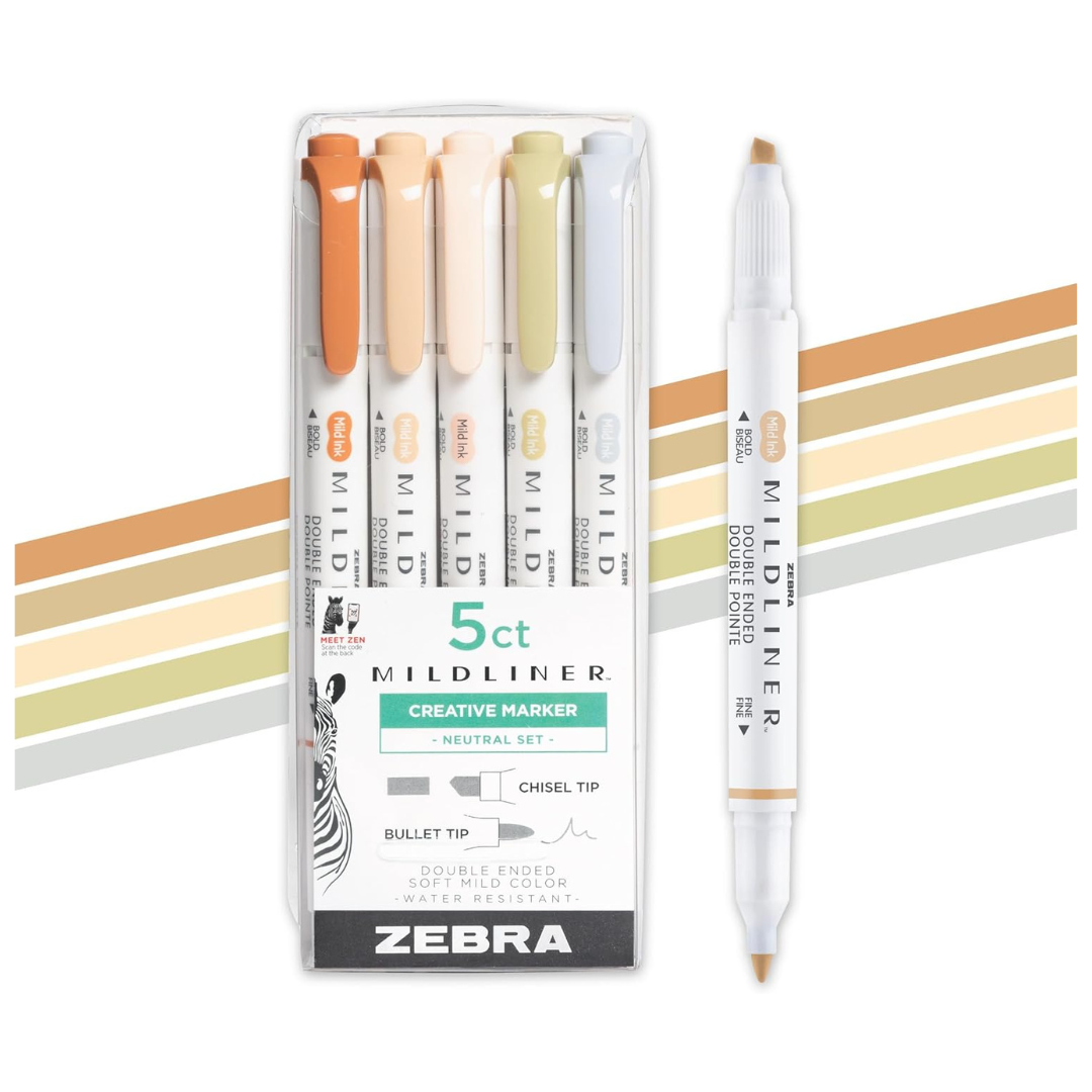 5-Pack Zebra Pen Mildliner Double Ended Highlighter Set