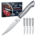Set of 4 Dragon Riot Serrated Edge Steak Knife Set With Box