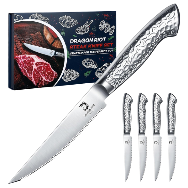 Set of 4 Dragon Riot Serrated Edge Steak Knife Set With Box