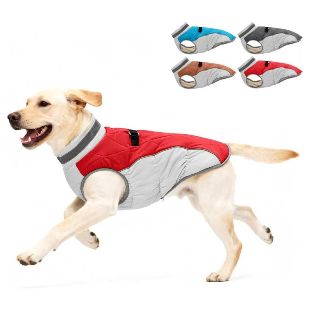 Adjustable Winter Dog Jacket With Built-in Harness