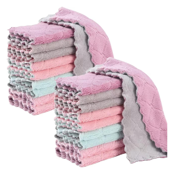 20-Pack Kitchen Super Soft And Absorbent Coral Fleece Dish Towels