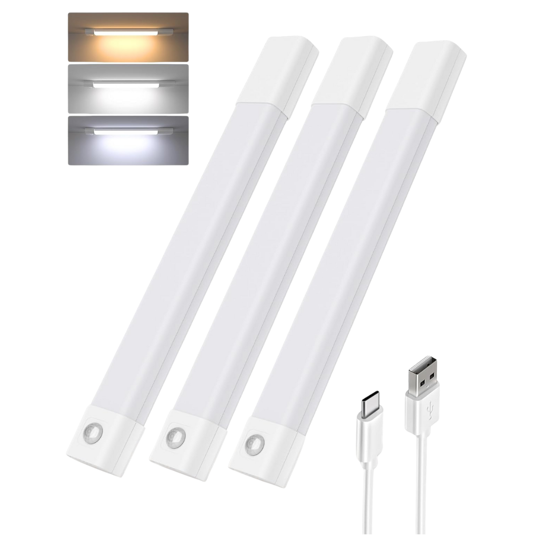 3-Pack 11.8" Under Wireless Closet 50 LED Motion Sensor Cabinet Lighting