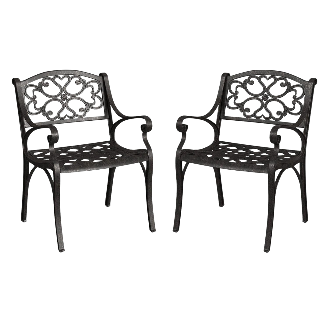 2-Pcs Homestyles Outdoor Cast Aluminum Chairs