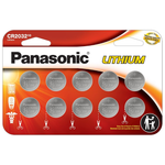 10-Pack Panasonic CR2032 3V Long Lasting Lithium Coin Cell Batteries