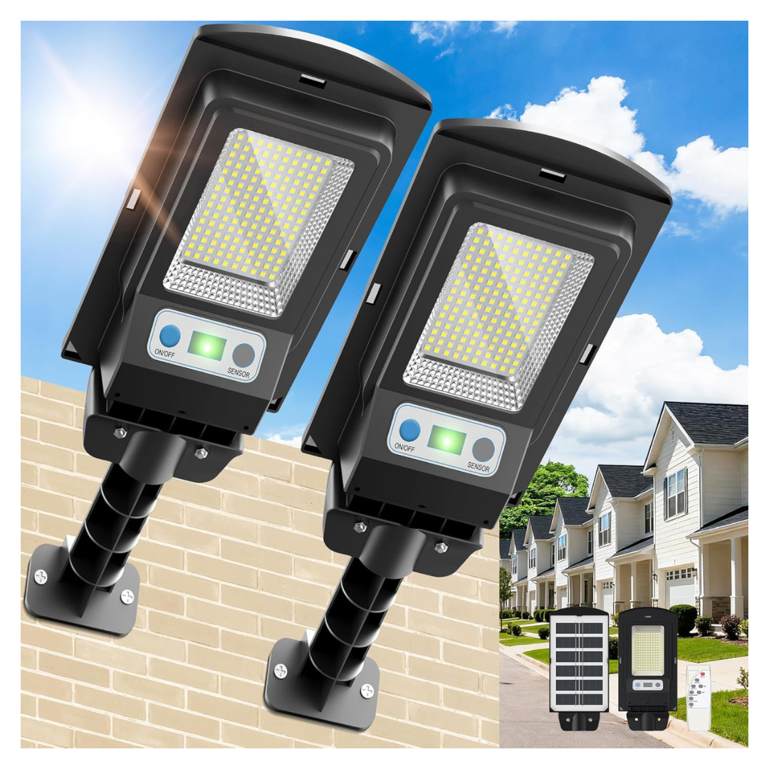 2-Pack 6500K Outdoor IP66 Solar LED Street Lights