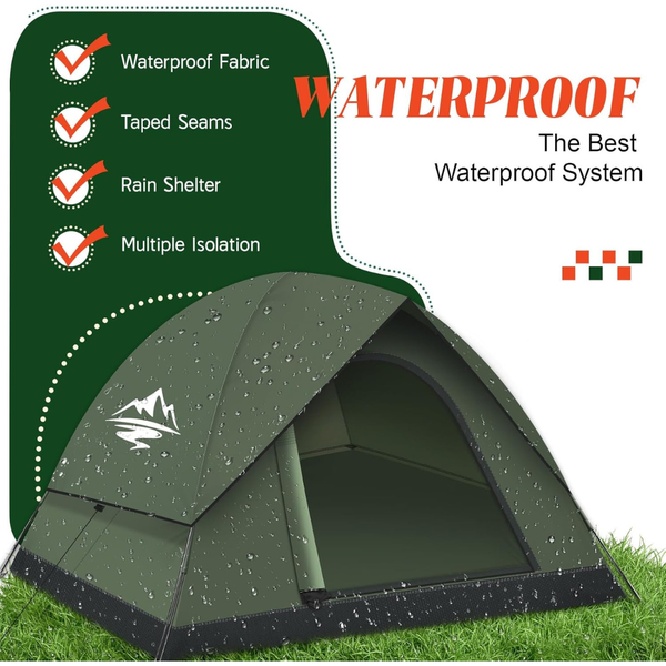 2/3/4-Person Waterproof Camping Tent with Rainfly