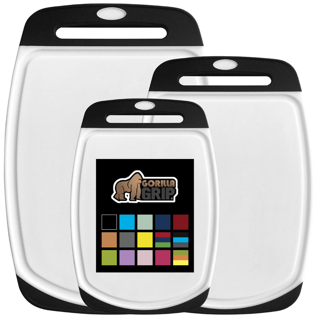 3-Set Gorilla Grip 100% BPA-Free Reversible Kitchen Cutting Board