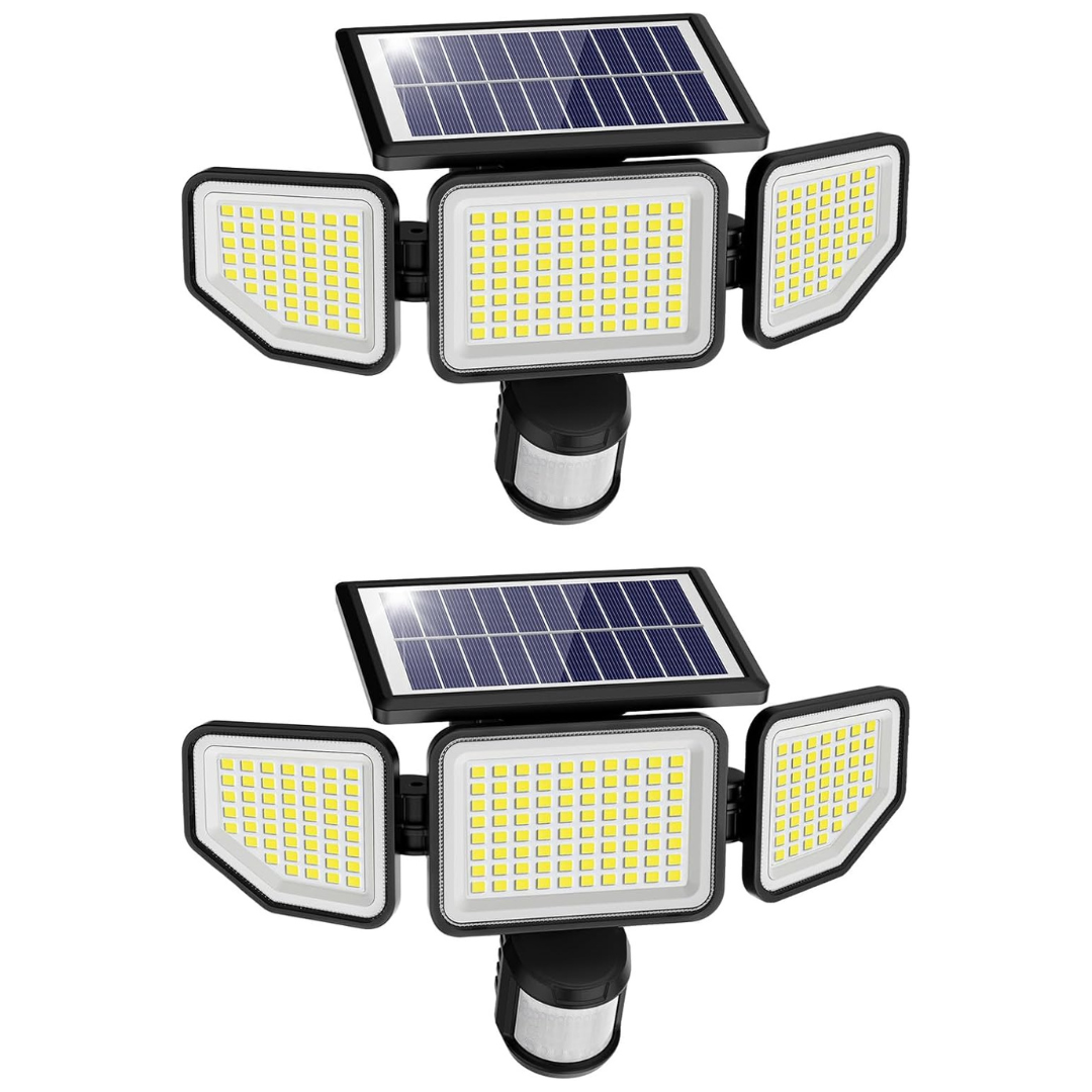258-LED 3000lm Solar Motion Sencor 3-Head Outdoor Floodlight