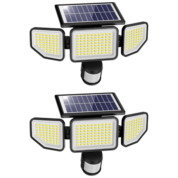258-LED 3000lm Solar Motion Sencor 3-Head Outdoor Floodlight