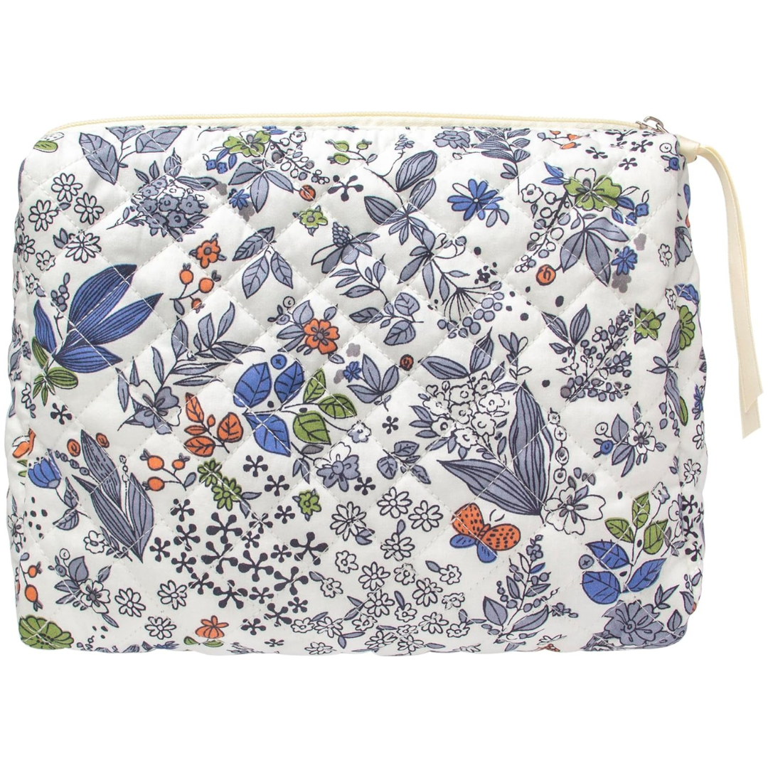 Women's Quilted Travel Cosmetic Pouch with Zipper