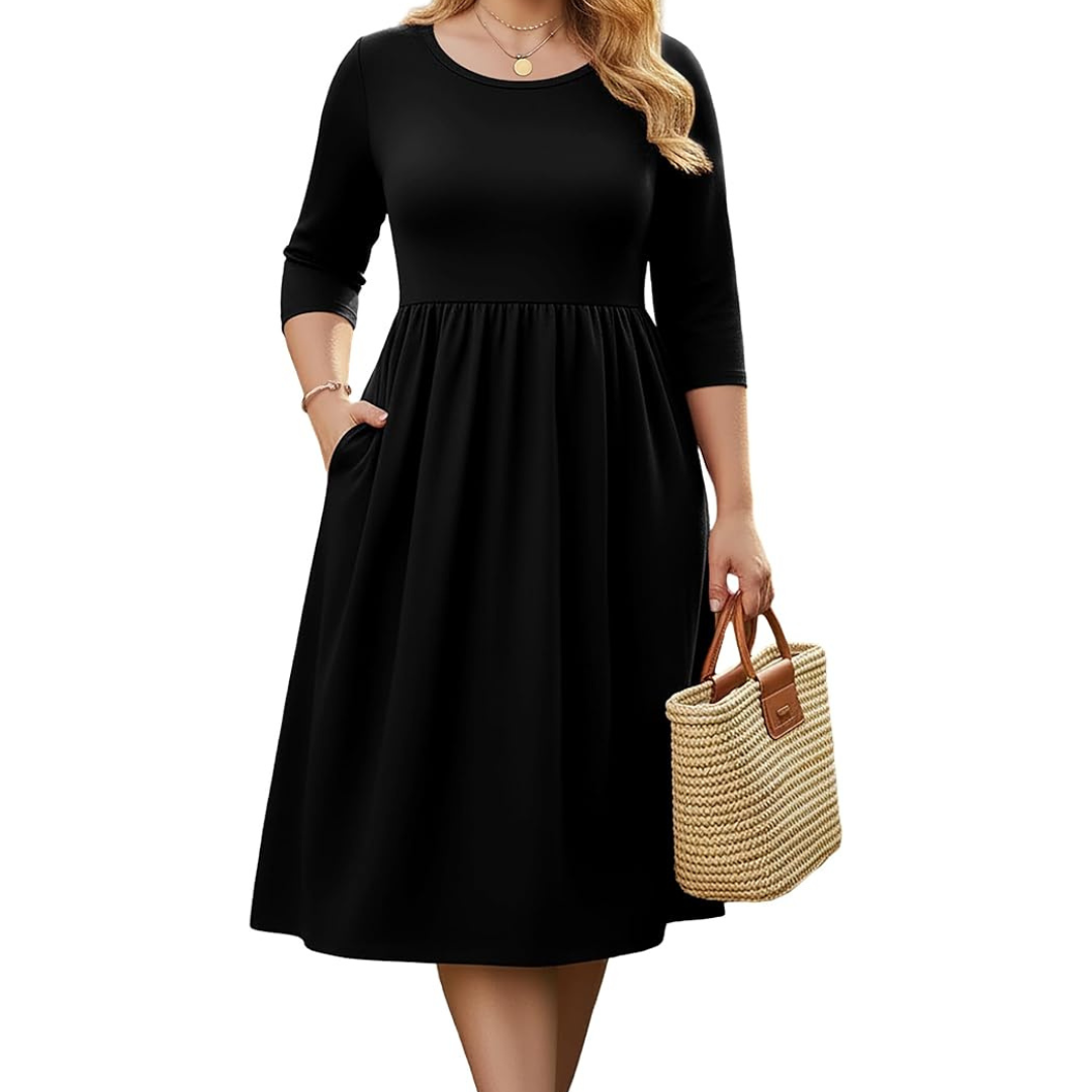 Womens Plus Size Midi Dress with Pockets