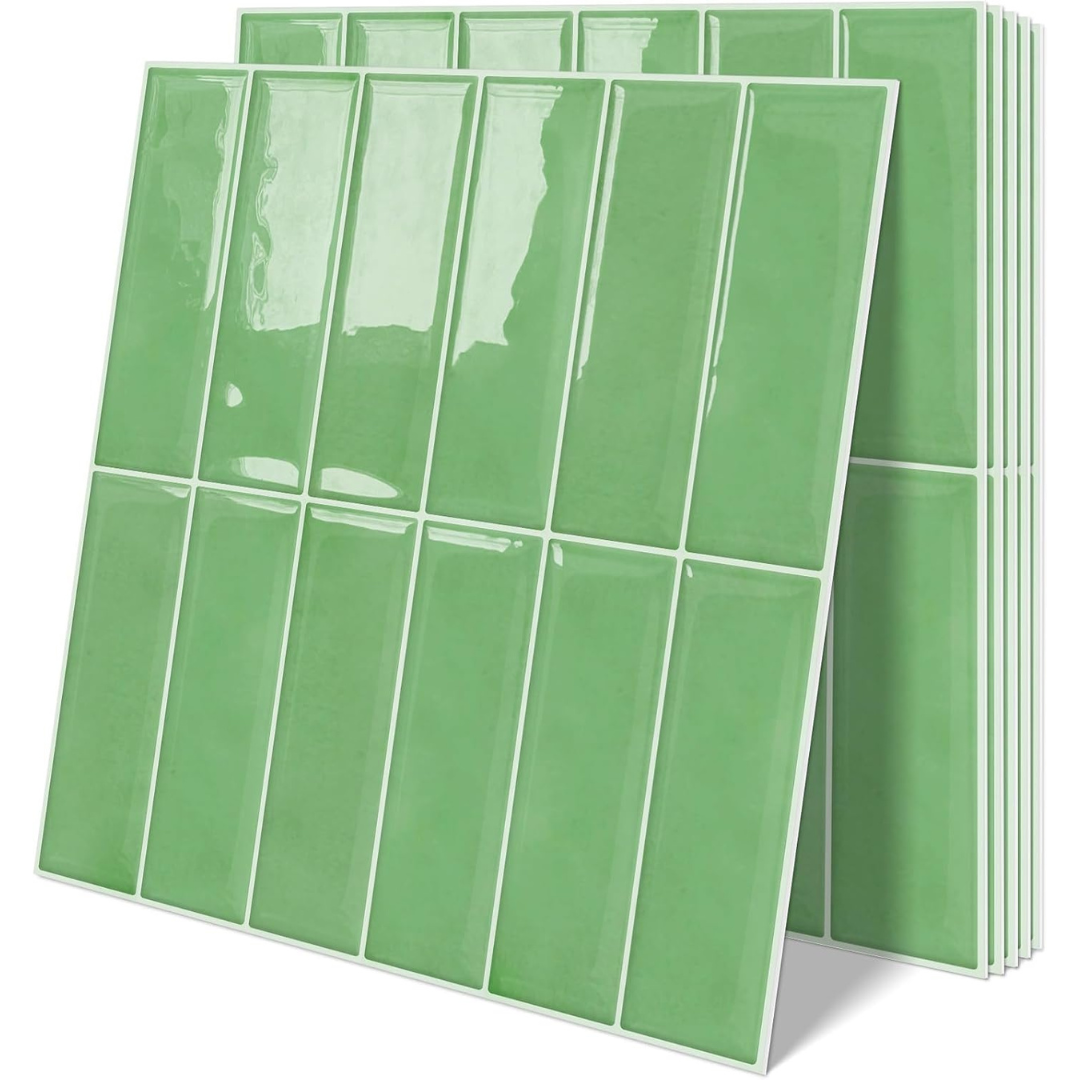 10-Sheet Sage Peel & Stick Backsplash Self Adhesive Wall Tiles