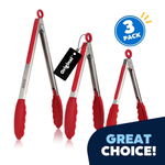 Set of 3 Jeexi Silicone Tips Stainless Steel Kitchen Tongs
