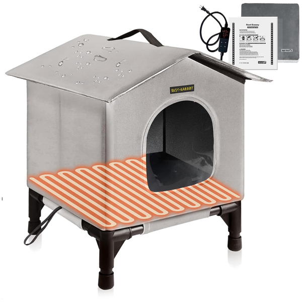 Heated Waterproof Cat House for Indoor & Outdoor Cats