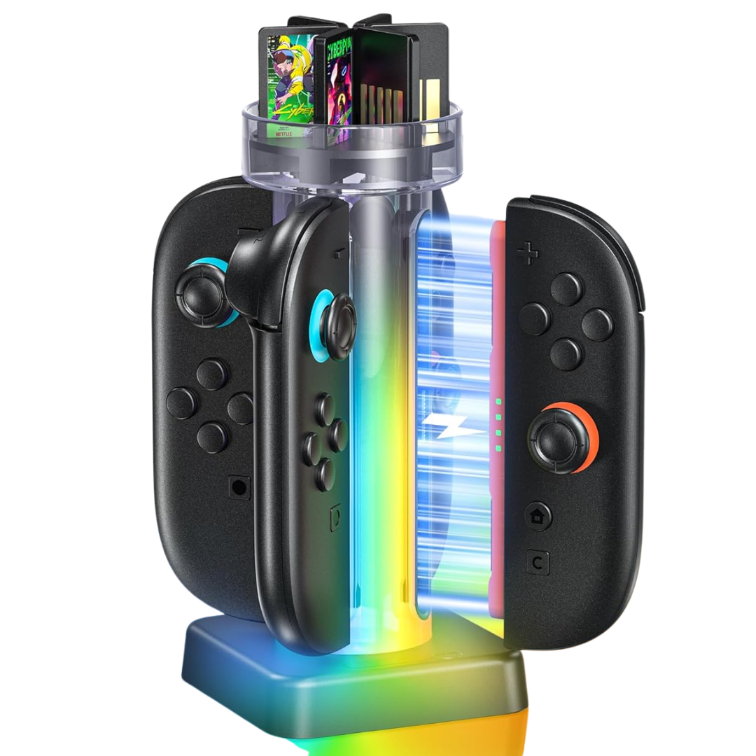 Magnetic All-in-One Charging Station w/6 Game Card Storage Slots