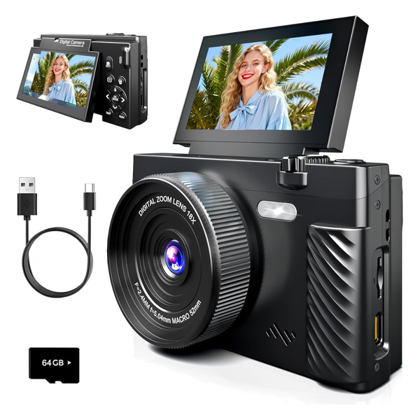 64MP WiFi & 3" Flip Screen HD Digital Camera