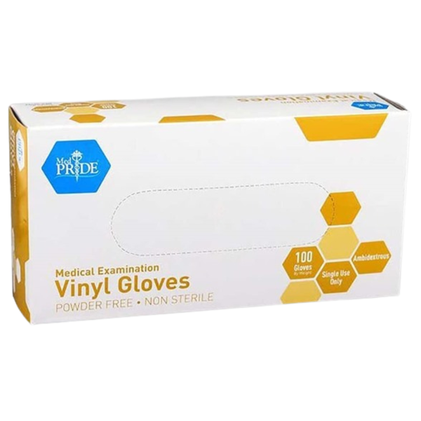 100-Count MedPride Powder-Free Medical Vinyl Exam Gloves