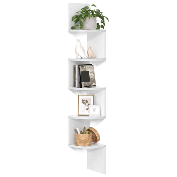 VASAGLE Corner Shelf Wall Mount, 5-Tier Floating Corner Bookshelf