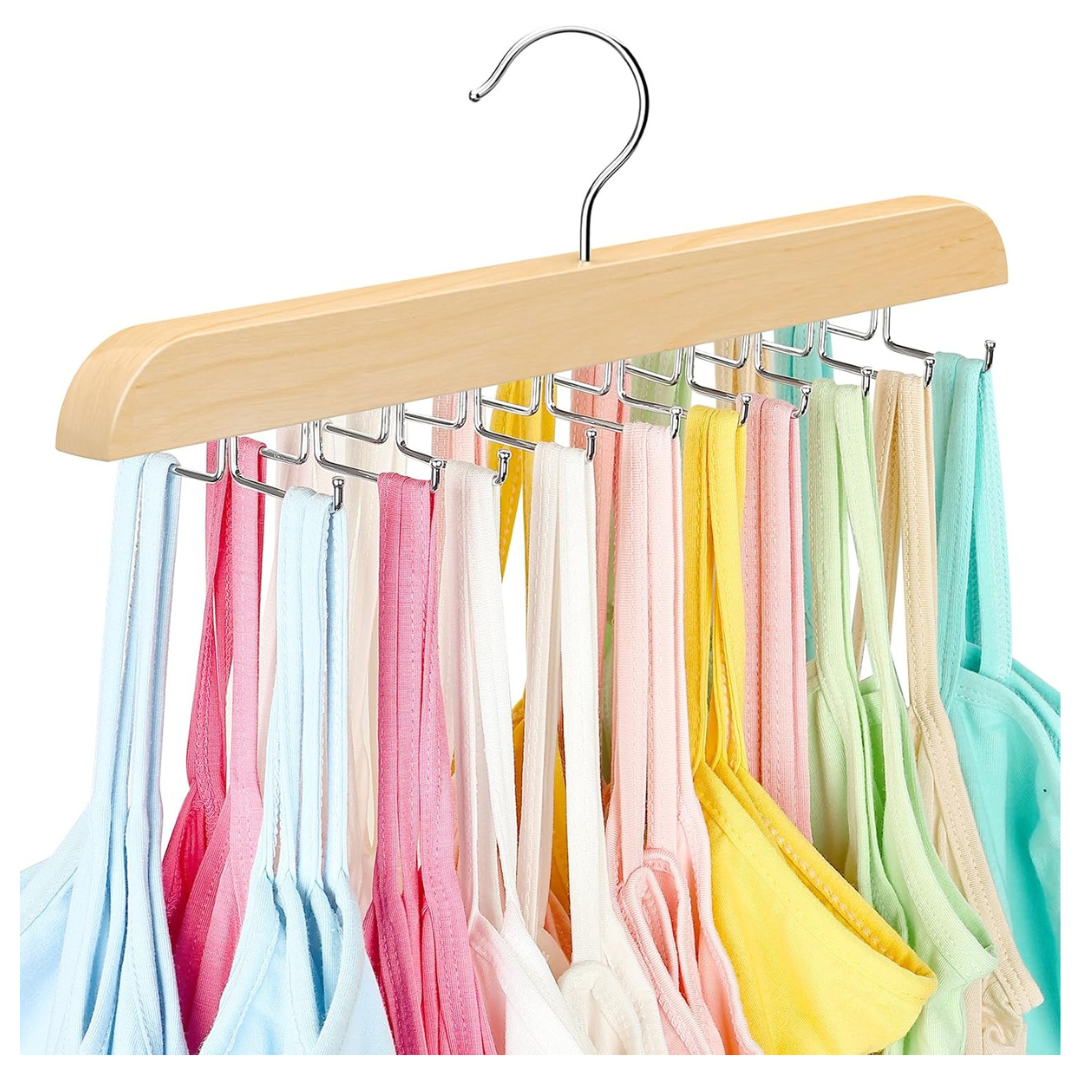 Resovo 20 Hooks Large Capacity Tank Top Hanger W/ Premium Wood