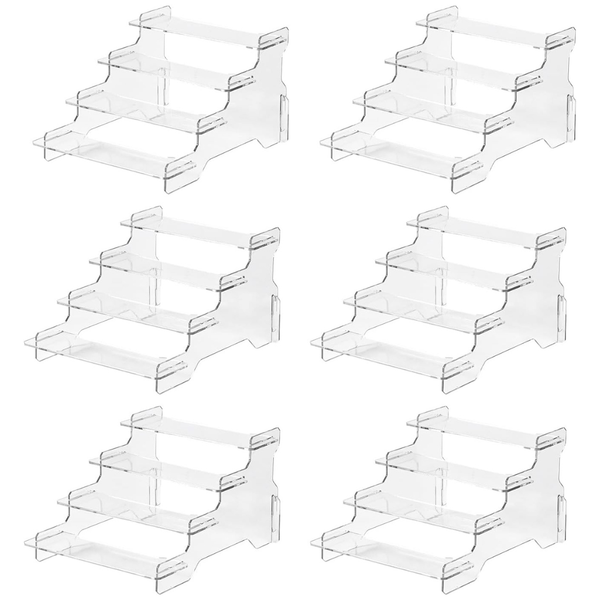 6-Pack 4-Tier Clear Perfume Display Risers