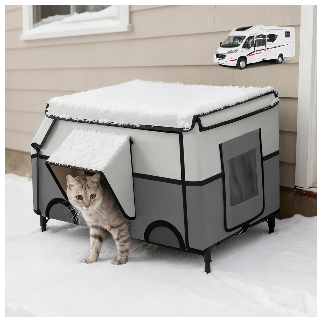 ClimbHope Weatherproof Outdoor Heated Cat House With Escape