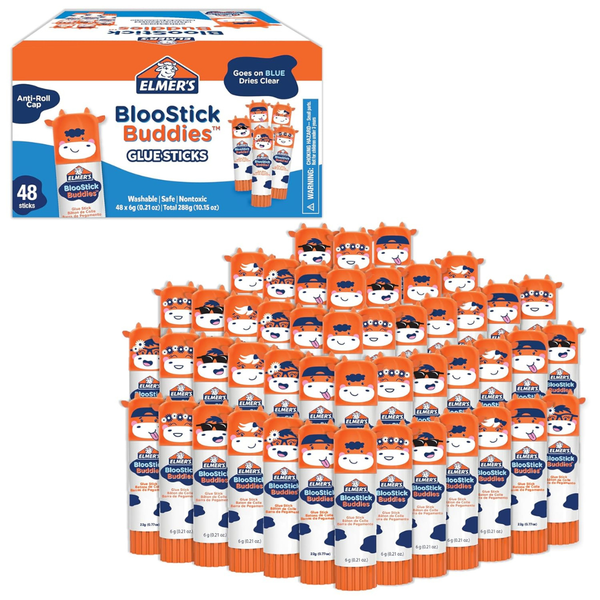 48-Pack Elmer's BlooStick Buddies Disappearing Blue Glue Sticks