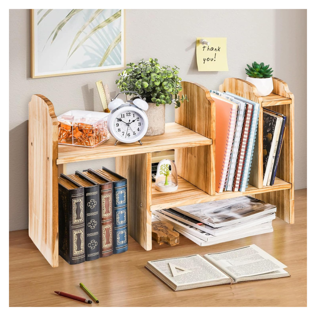 Wooden Adjustable Desktop Storage Bookshelf