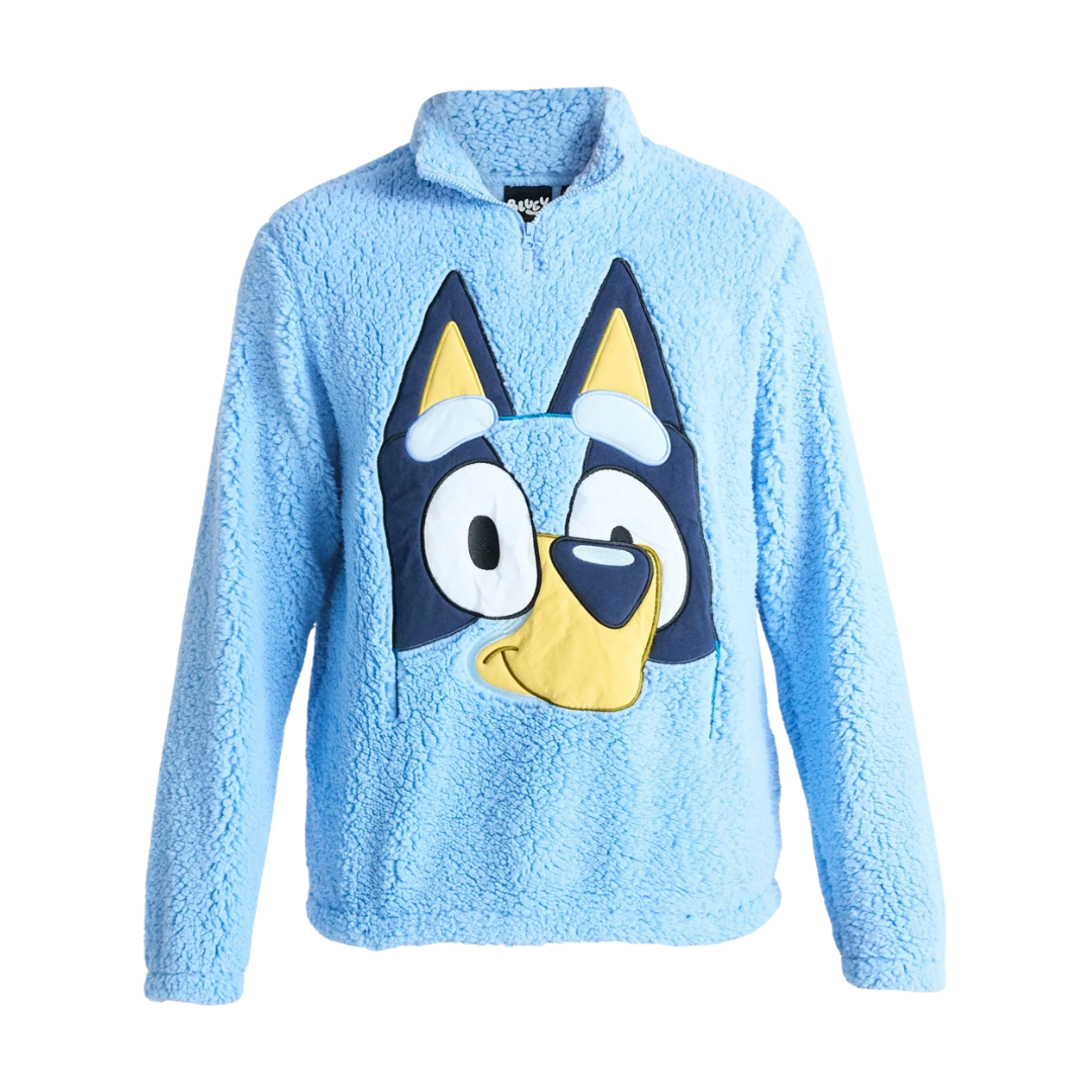 Bluey Men's Plush Fleece Quarter-Zip Sweatshirt