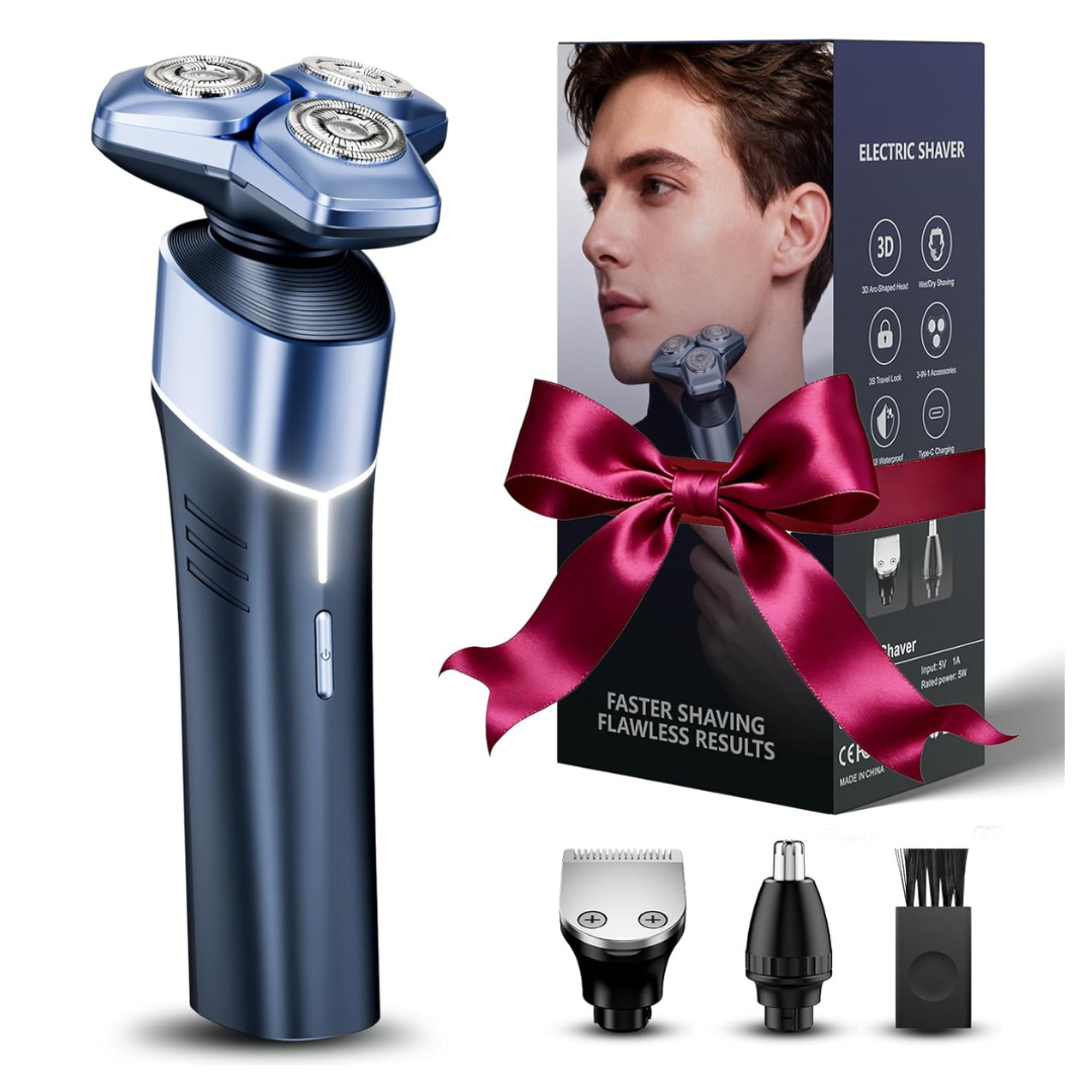 3-In-1 Electric 3D Floating Heads Razor W/Hair Clipper & Nose Trimmer