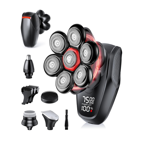 5-In-1 IPX8 Waterproof Electric Rotary Shaver W/ 7D Flex Heads