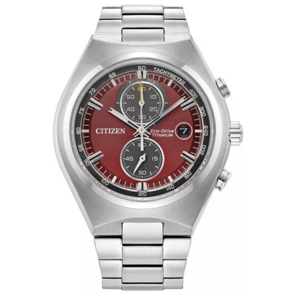 Citizen Super Titanium 43mm Chronograph Red Dial Men's Watch