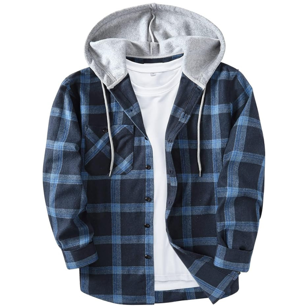 Men's Stylish Flannel Hoodie Shirt Jackets