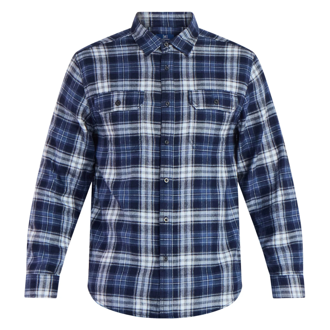 George Men's And Big Men's Double Pocket Flannel Shirt