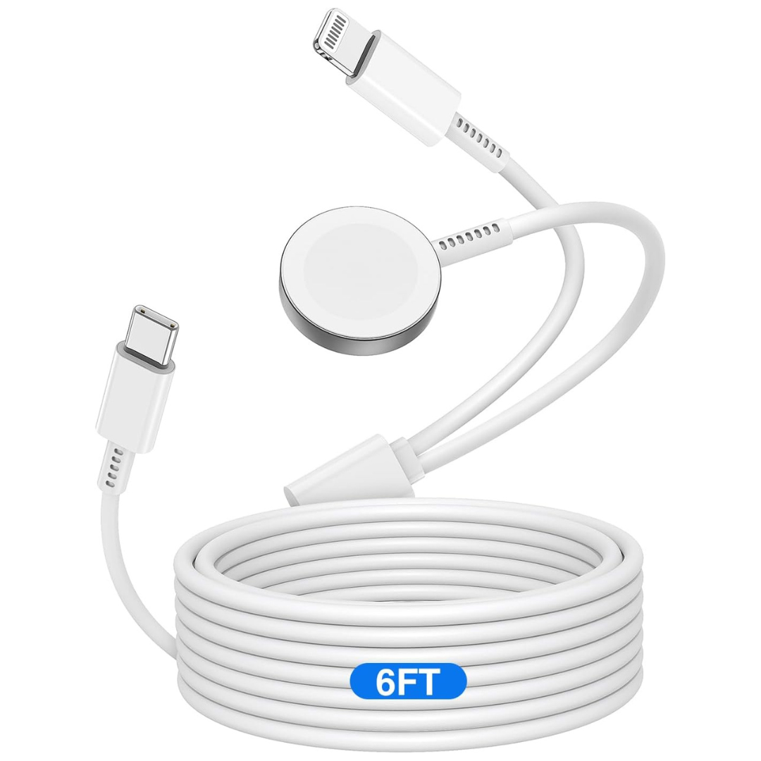 2-in-1 Apple Watch Charger Cable [MFi Certified]