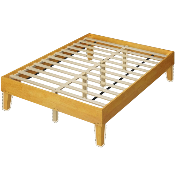 Yaheetech Full Size Natural Solid Wood Platform Bed Frame
