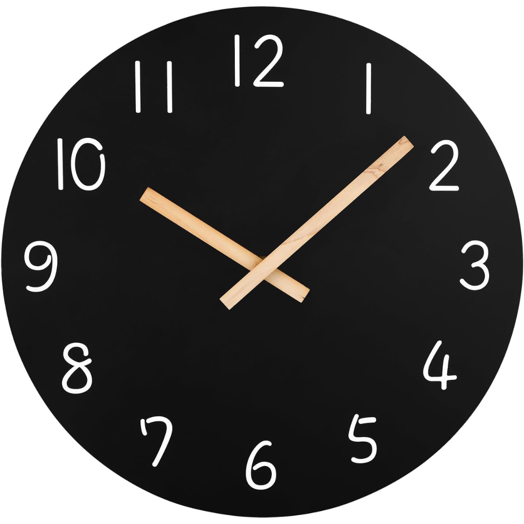 10" Wooden Frameless Silent Quartz Wall Clock