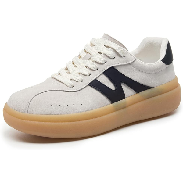 Women's Genuine Leather Suede Upper Non-Slip Tennis Walking Sneakers