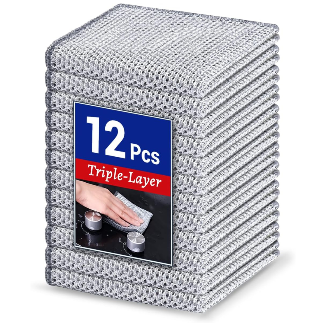 12-Pack 3-Layer Non-Scratch Multipurpose Steel Wire Dishcloths