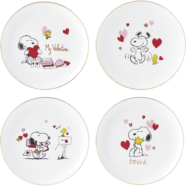 Set of 4 LenoxSnoopy Valentine's Day Assorted Accent Plates
