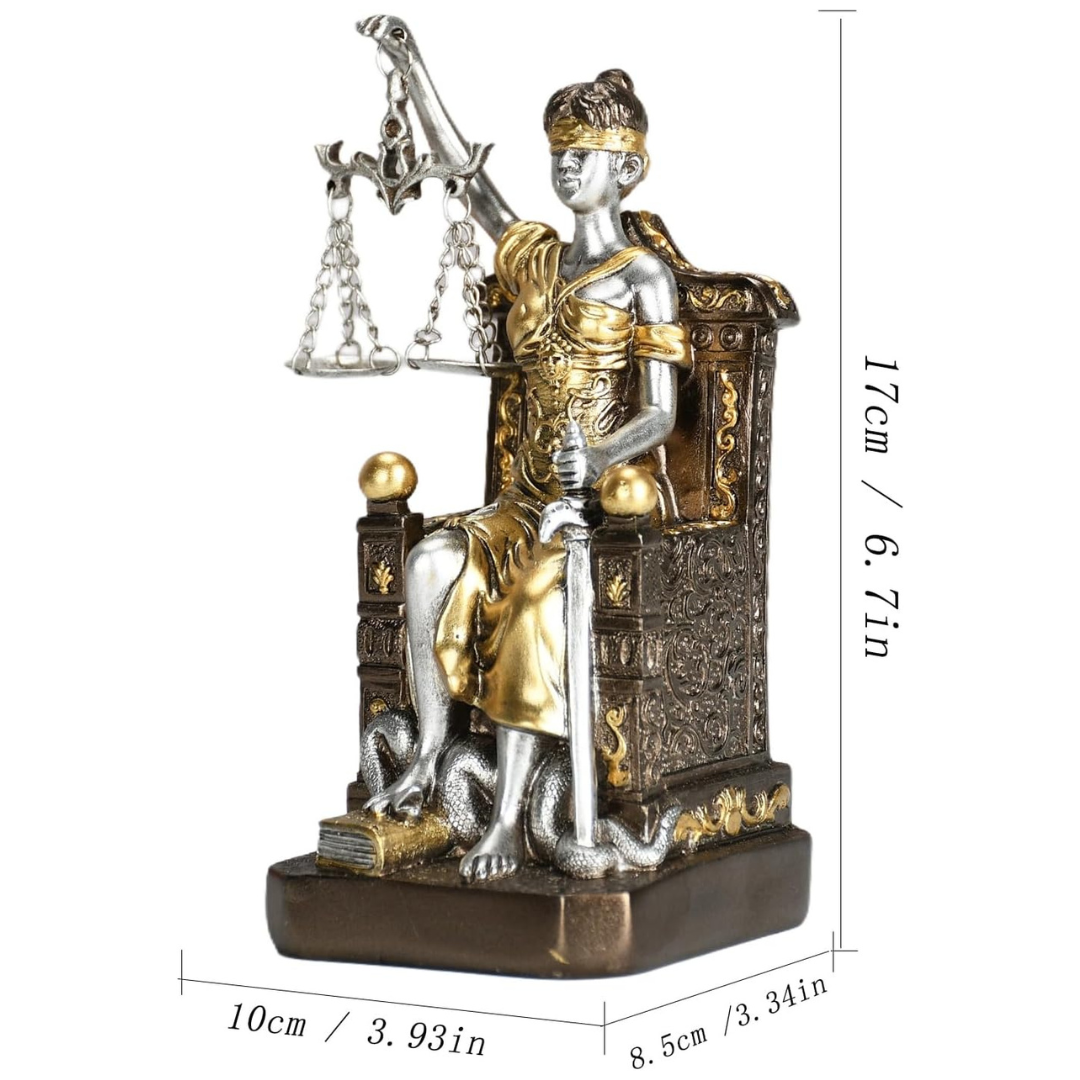 Dual-Purpose Goddess of Justice Resin Bookend & Decor Statue