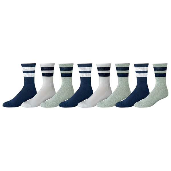 8-Pairs Amazon Essentials Men's Retro Stripe Crew Sock